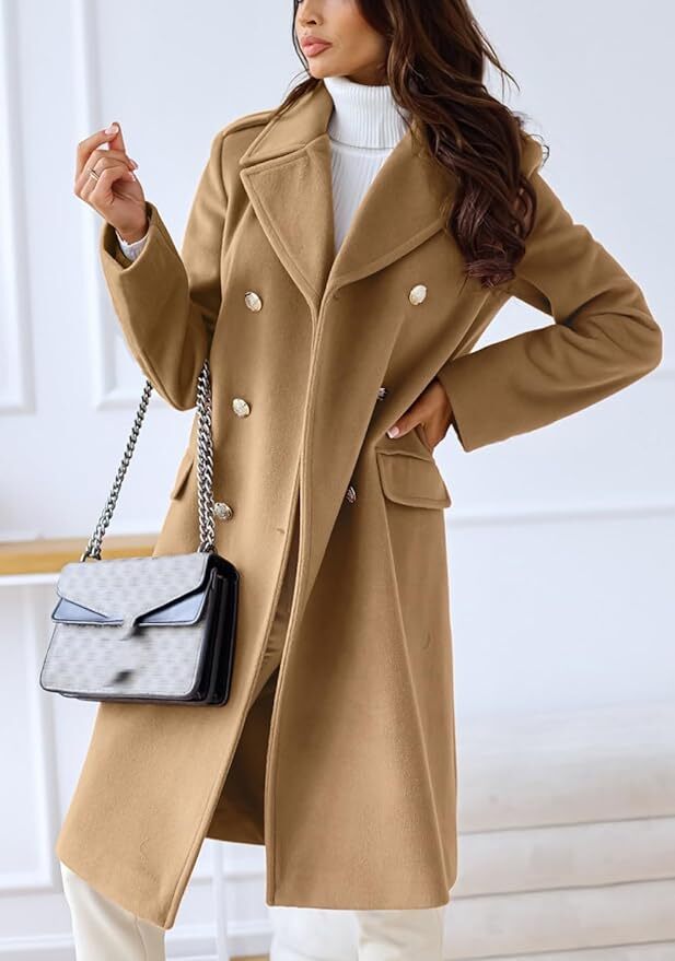 Hot Stylish Faux Wool Trench Coat for Women | Double-Breasted Warm Winter Jacket - Picture 34 of 44