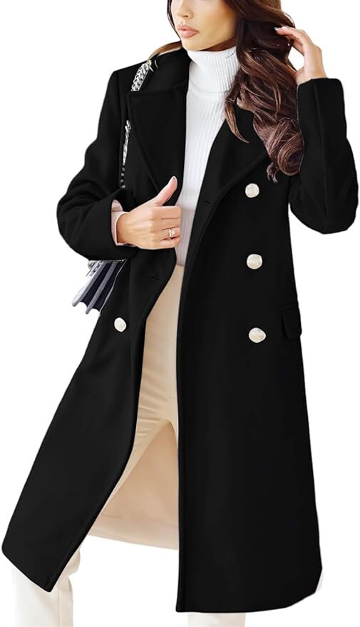 Hot Stylish Faux Wool Trench Coat for Women | Double-Breasted Warm Winter Jacket - Picture 38 of 44