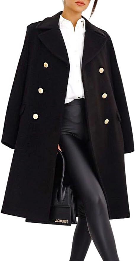 Hot Stylish Faux Wool Trench Coat for Women | Double-Breasted Warm Winter Jacket - Picture 39 of 44