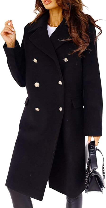Hot Stylish Faux Wool Trench Coat for Women | Double-Breasted Warm Winter Jacket - Picture 41 of 44