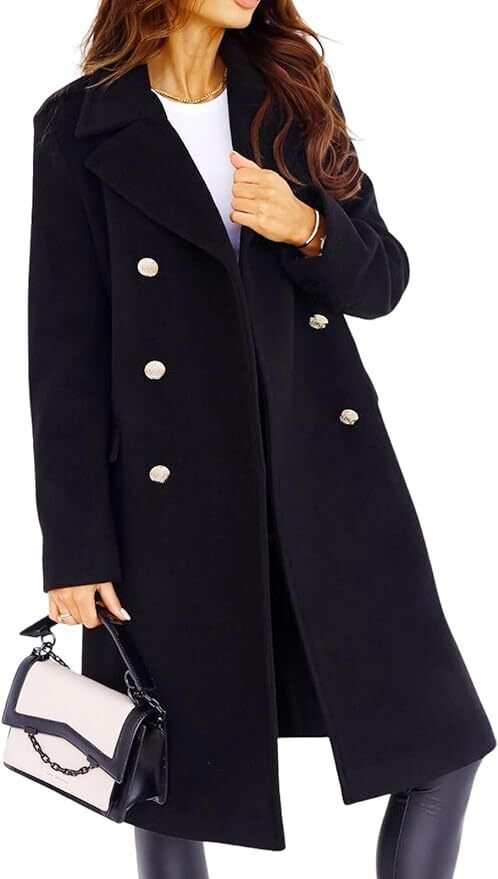 Hot Stylish Faux Wool Trench Coat for Women | Double-Breasted Warm Winter Jacket - Picture 42 of 44