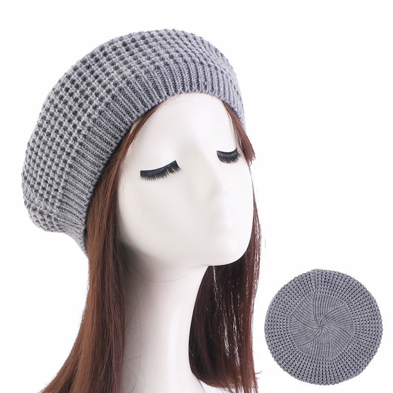 Soild Color Beret Baggy Slouchy Bonnt Cap Knitted Beanie Muslim Women Wrap Hats - Picture 10 of 12