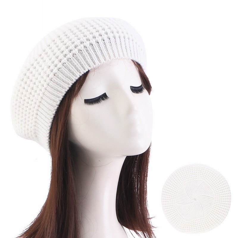 Soild Color Beret Baggy Slouchy Bonnt Cap Knitted Beanie Muslim Women Wrap Hats - Picture 12 of 12