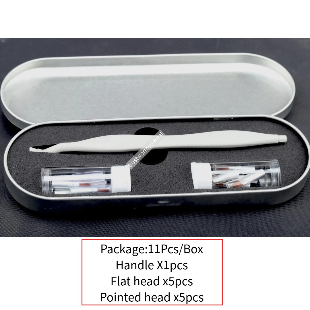 Dental Porcelain Pen Brush Angled Tips Flat Taper Resin Brushes Shaping Silicone