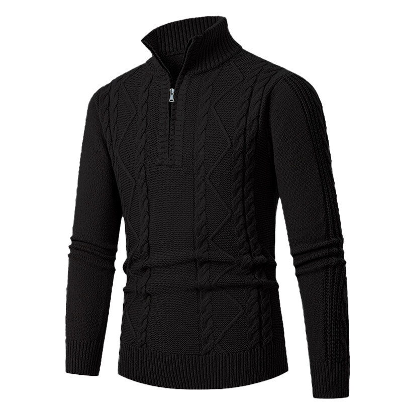 New men's sweater fashionable twisted flower half zipper pullover - Picture 17 of 20
