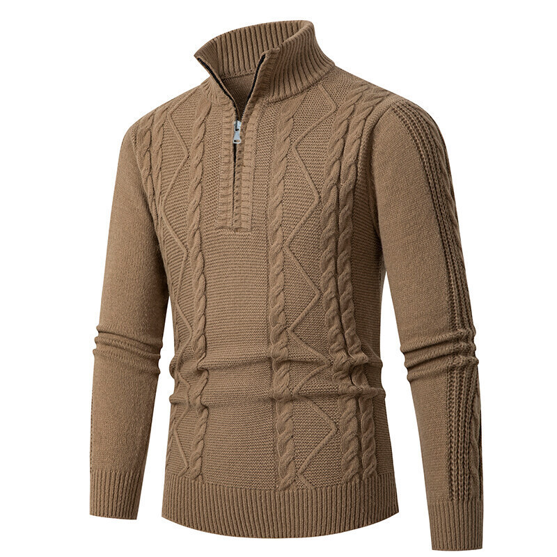 New men's sweater fashionable twisted flower half zipper pullover - Picture 19 of 20