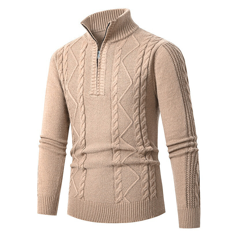 New men's sweater fashionable twisted flower half zipper pullover - Picture 20 of 20
