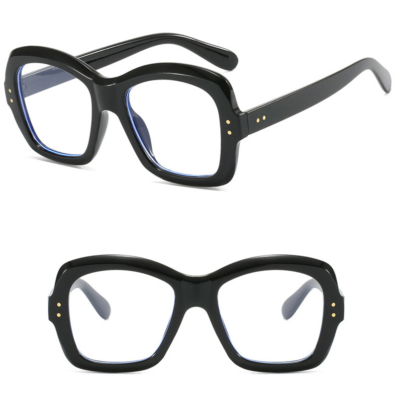 Square Blue Light Blocking Reading Glasses Women Clear Lens Large Frame Glasses - Picture 8 of 19