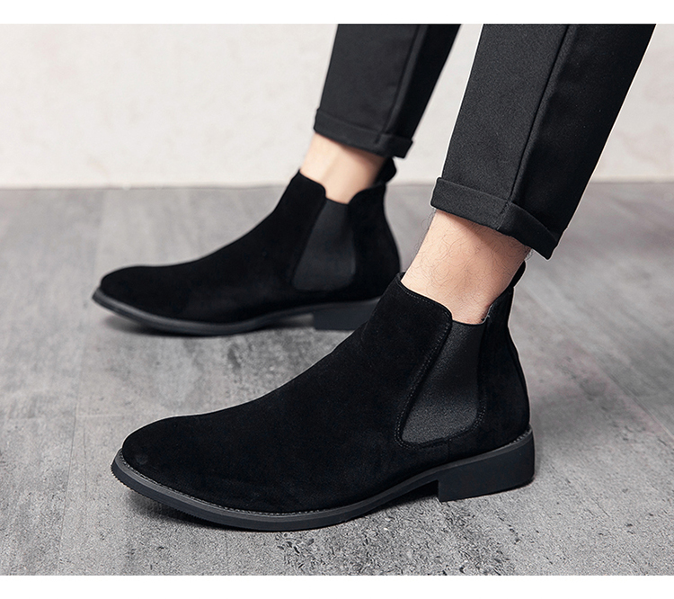 Botas de montar informales de gamuza sintética para hombre con puntera puntiaguda al tobillo talla