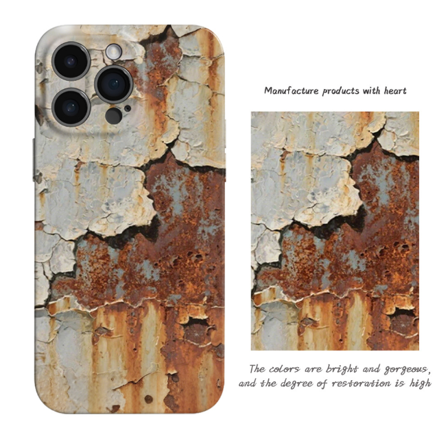 Vintage Handyhülle in Rostoptik, rostiges Imitat Case Cover für iPhone 16/15/14 - Picture 23 of 58