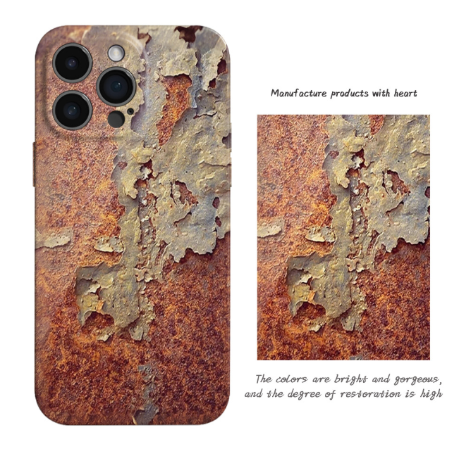 Vintage Handyhülle in Rostoptik, rostiges Imitat Case Cover für iPhone 16/15/14 - Picture 24 of 58