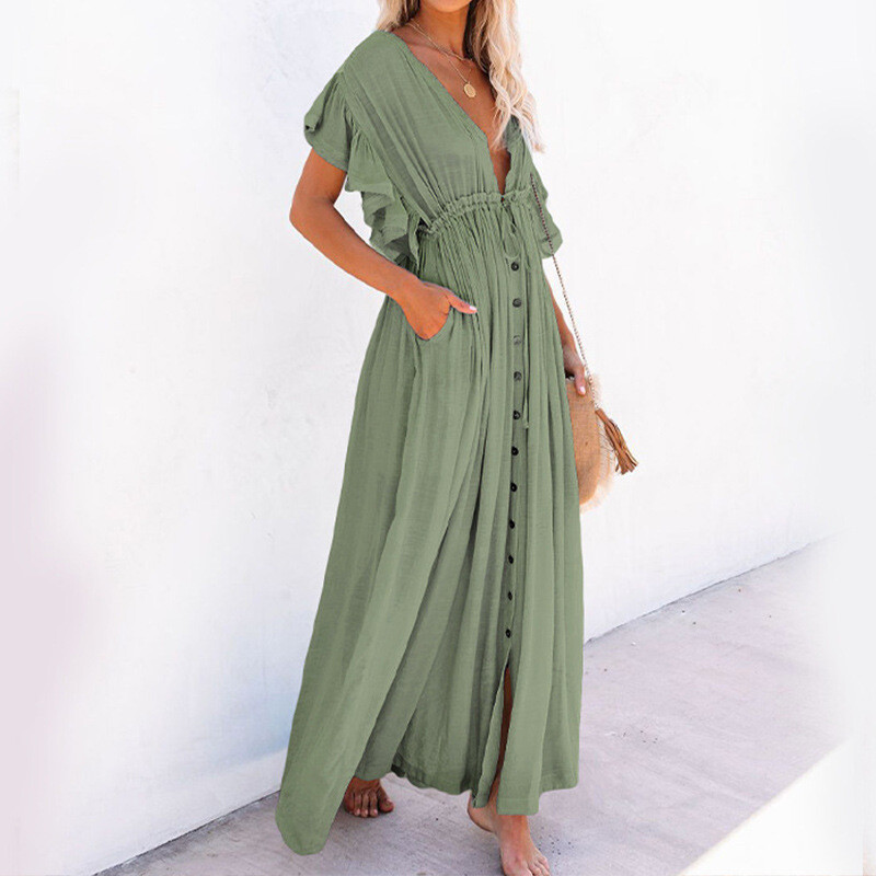 Hot Solid Color Beach Skirt Sunscreen Shirt for Hawaii Beach Vacation - Picture 28 of 32