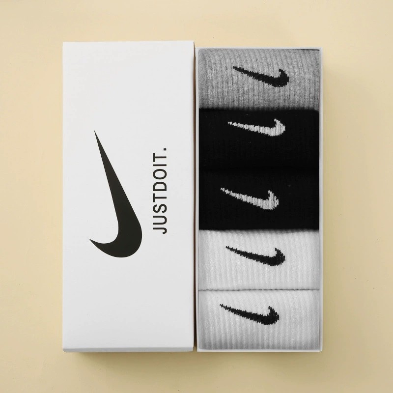 Ni*ke Socks Mid-Tub Cotton Men/Women Boxed-5 Pairs Pack Random packaging box
