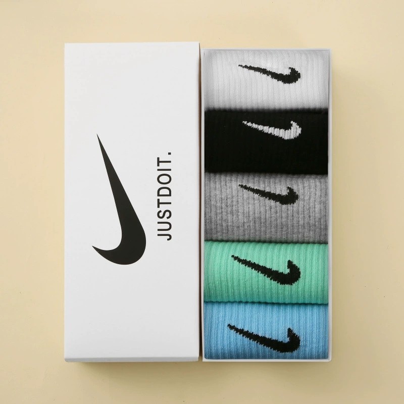 Ni*ke Socks Mid-Tub Cotton Men/Women Boxed-5 Pairs Pack Random packaging box