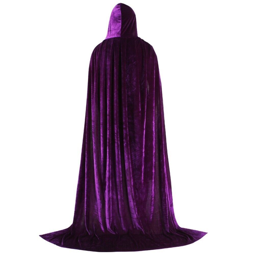 Vampire Cape Cloak Hooded Cloak Medieval Witch Adults Halloween Cosplay Costume - Picture 10 of 11
