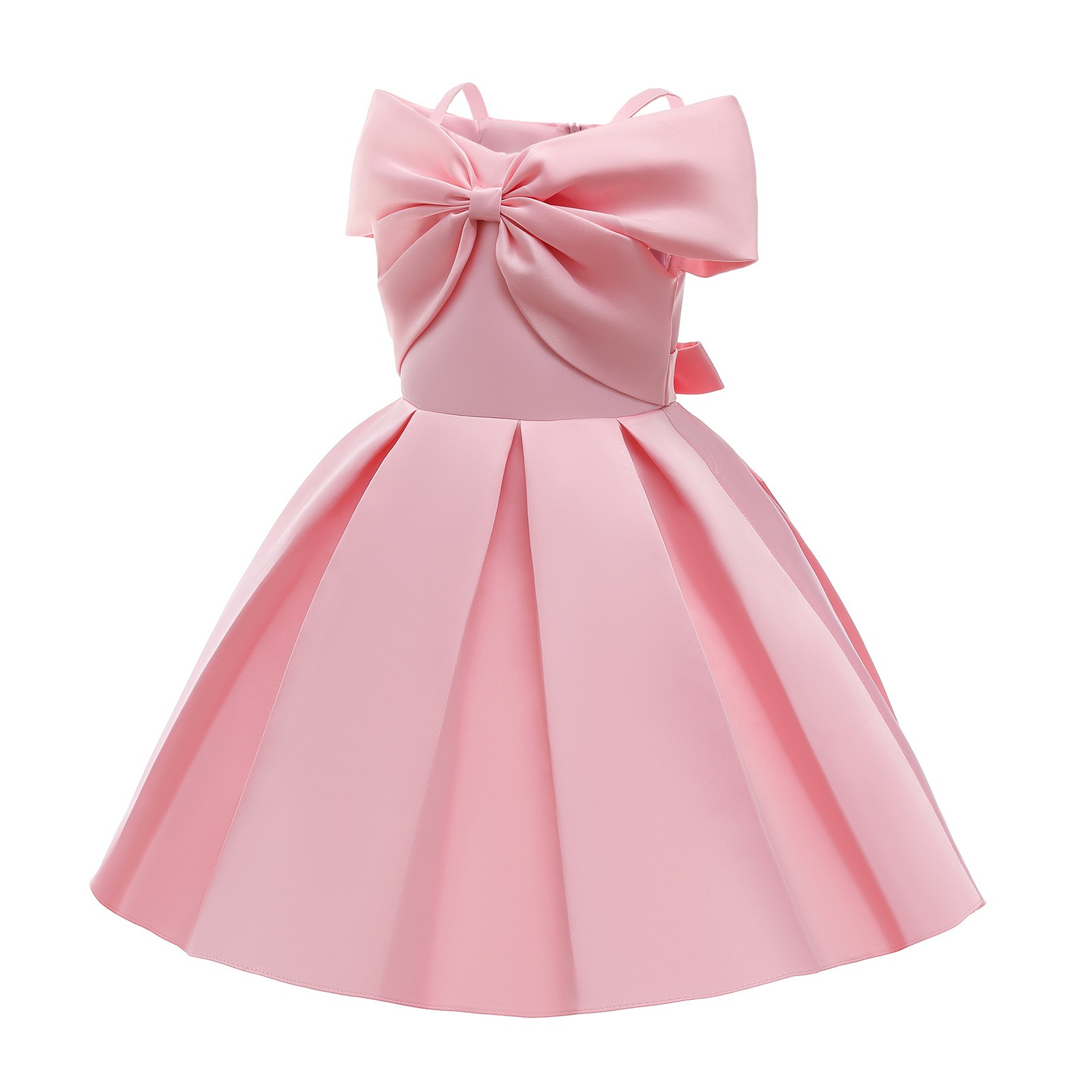 Girl Child Kaftan Dress Fashion Bow Sleeveless Solid Color Lace Princess Dresses - Picture 29 of 48