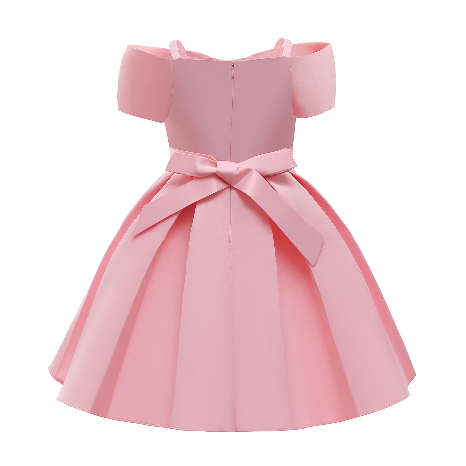 Girl Child Kaftan Dress Fashion Bow Sleeveless Solid Color Lace Princess Dresses - Picture 30 of 48