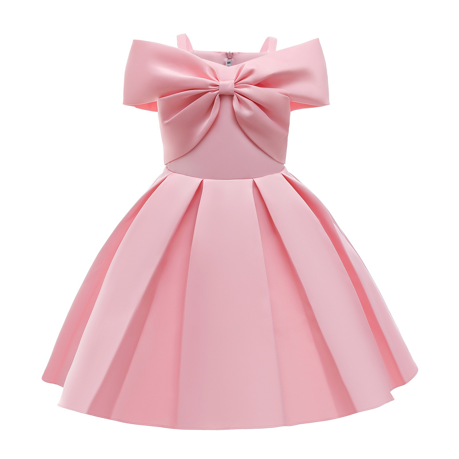 Girl Child Kaftan Dress Fashion Bow Sleeveless Solid Color Lace Princess Dresses - Picture 32 of 48