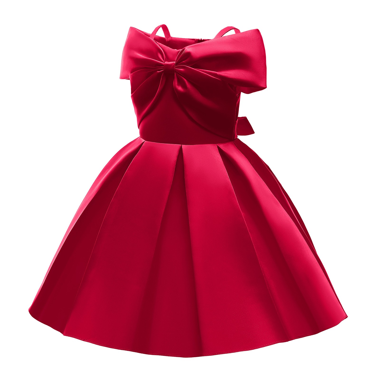 Girl Child Kaftan Dress Fashion Bow Sleeveless Solid Color Lace Princess Dresses - Picture 37 of 48