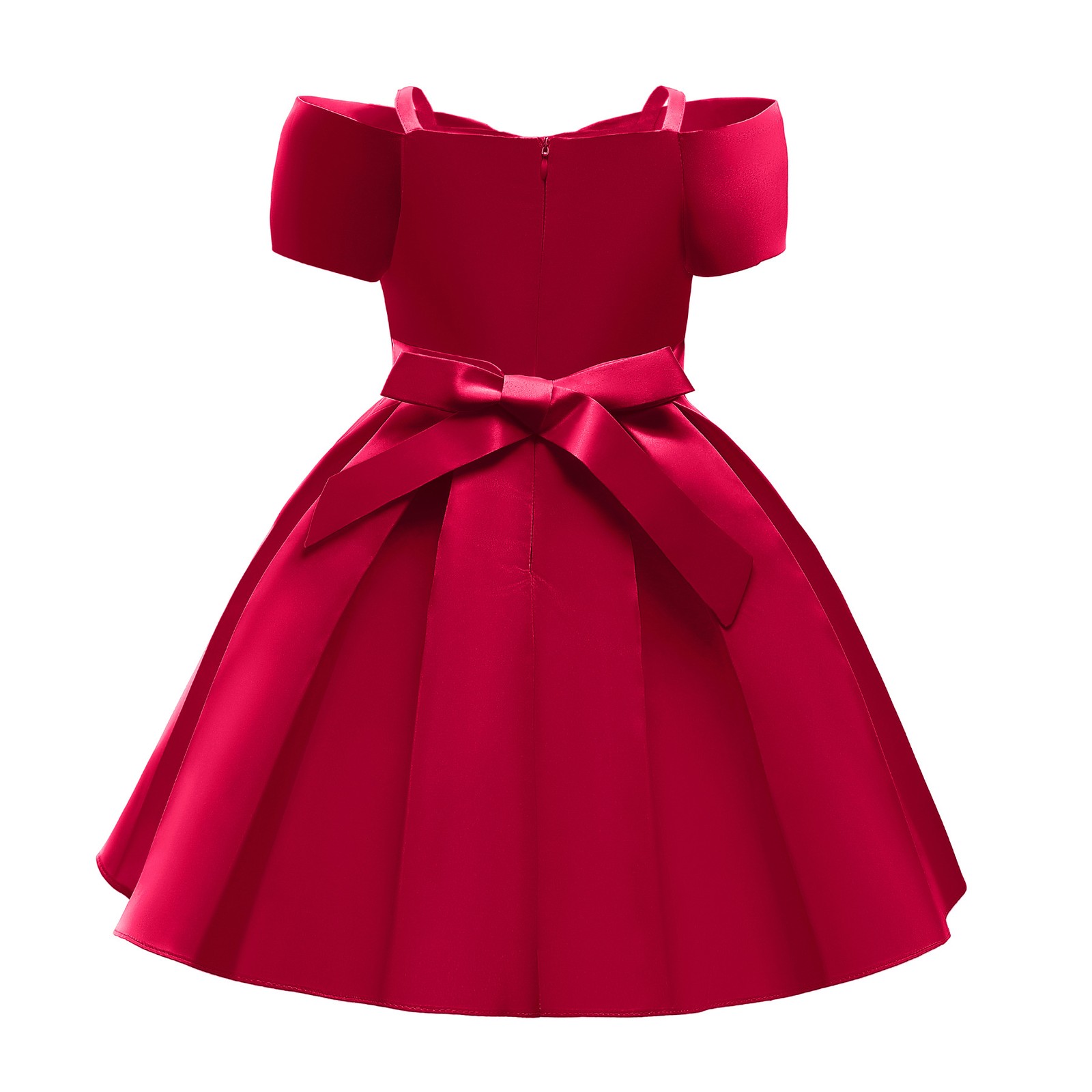 Girl Child Kaftan Dress Fashion Bow Sleeveless Solid Color Lace Princess Dresses - Picture 38 of 48