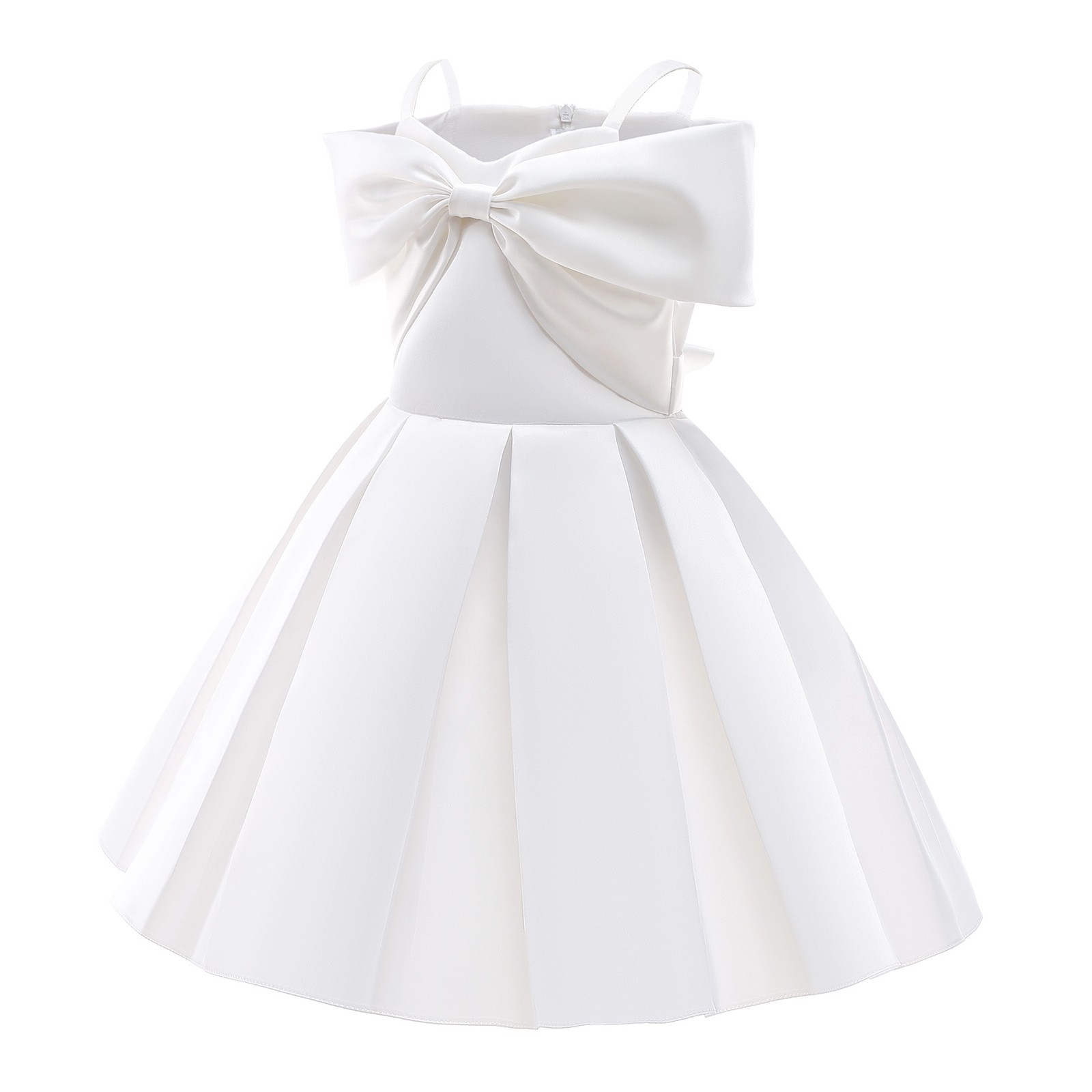 Girl Child Kaftan Dress Fashion Bow Sleeveless Solid Color Lace Princess Dresses - Picture 41 of 48