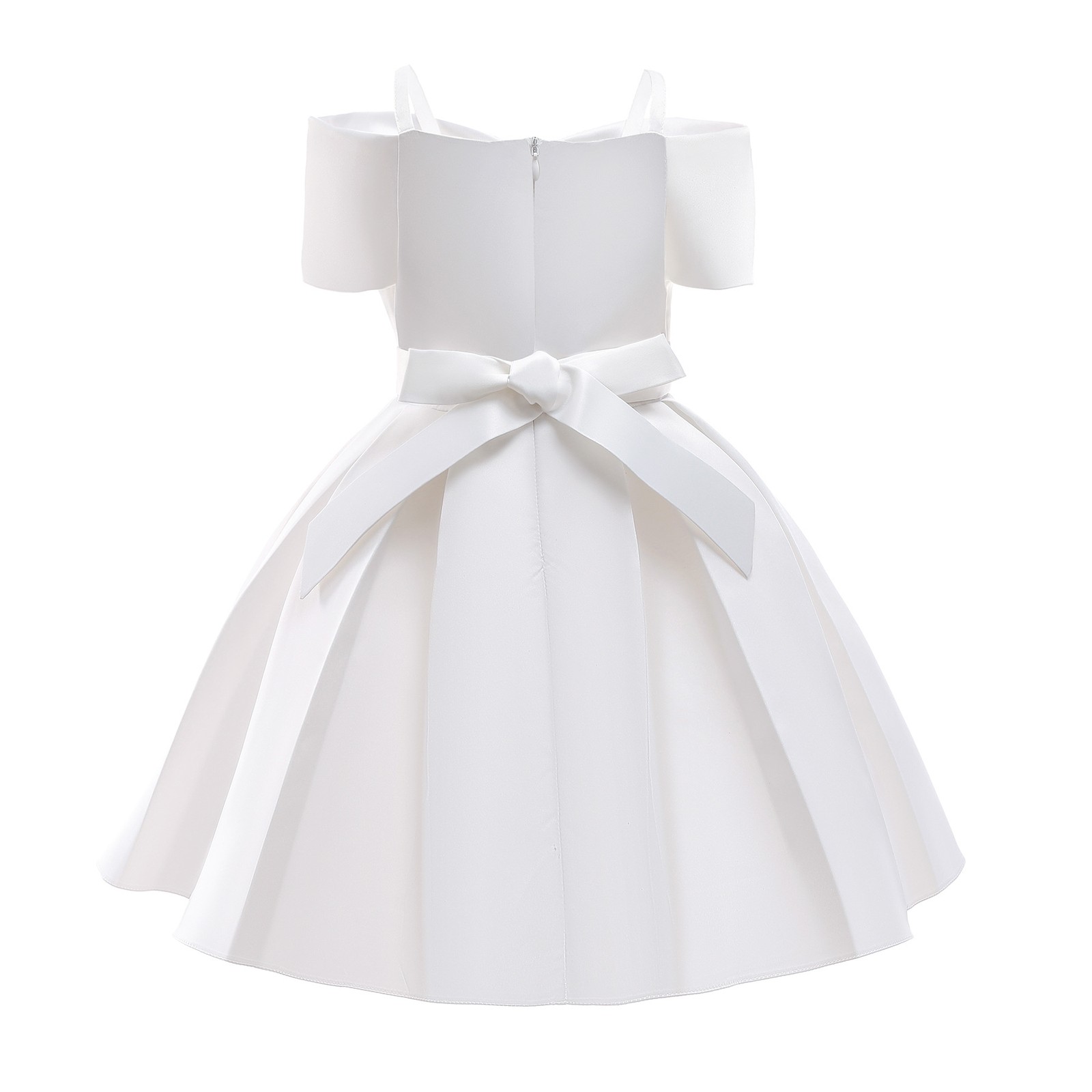 Girl Child Kaftan Dress Fashion Bow Sleeveless Solid Color Lace Princess Dresses - Picture 43 of 48
