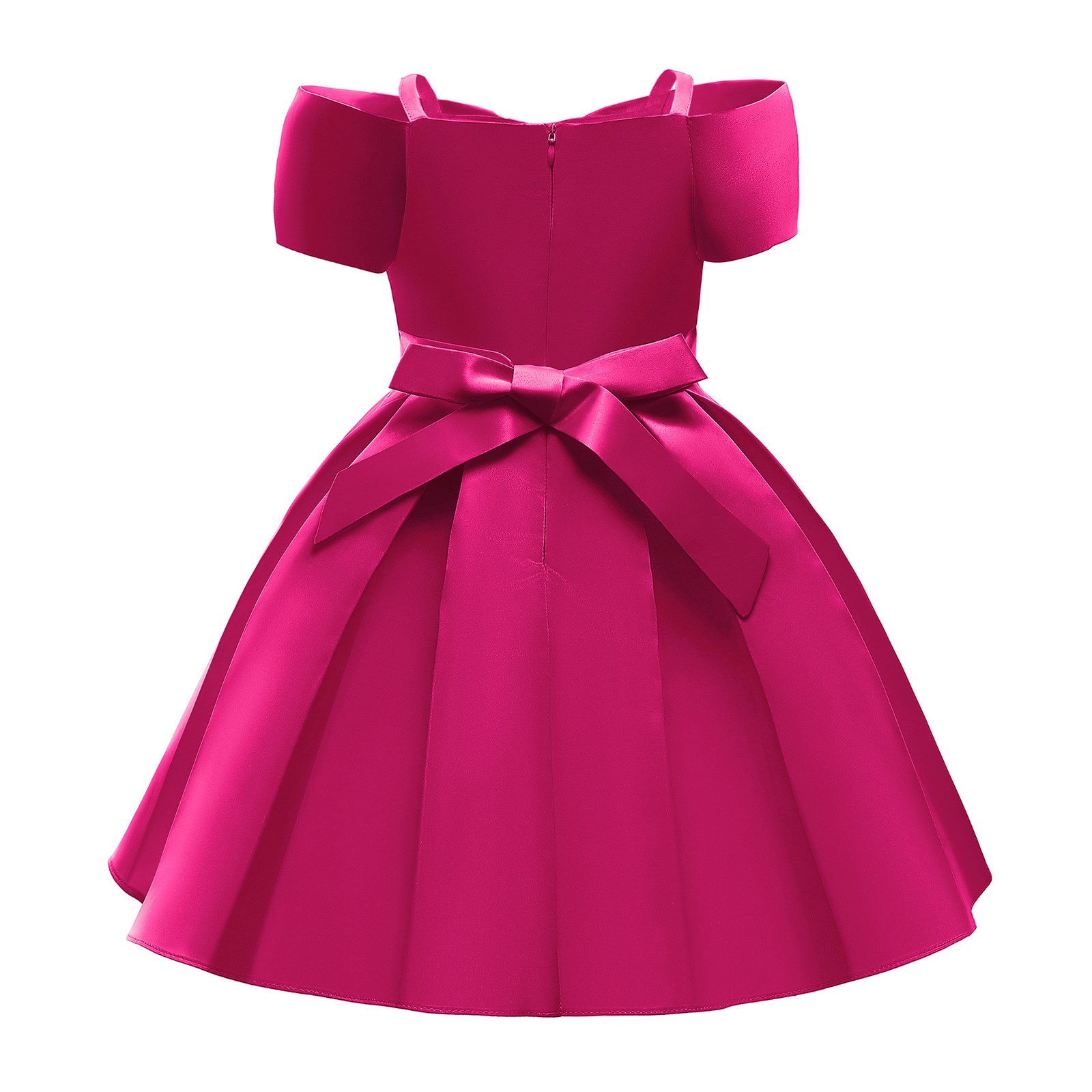 Girl Child Kaftan Dress Fashion Bow Sleeveless Solid Color Lace Princess Dresses - Picture 47 of 48