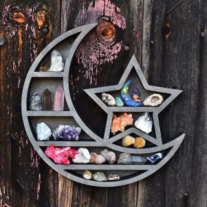 Katze im Mond Kristall Holzregal Mond Katze Kristall Holzrahmen - Bild 27 von 41