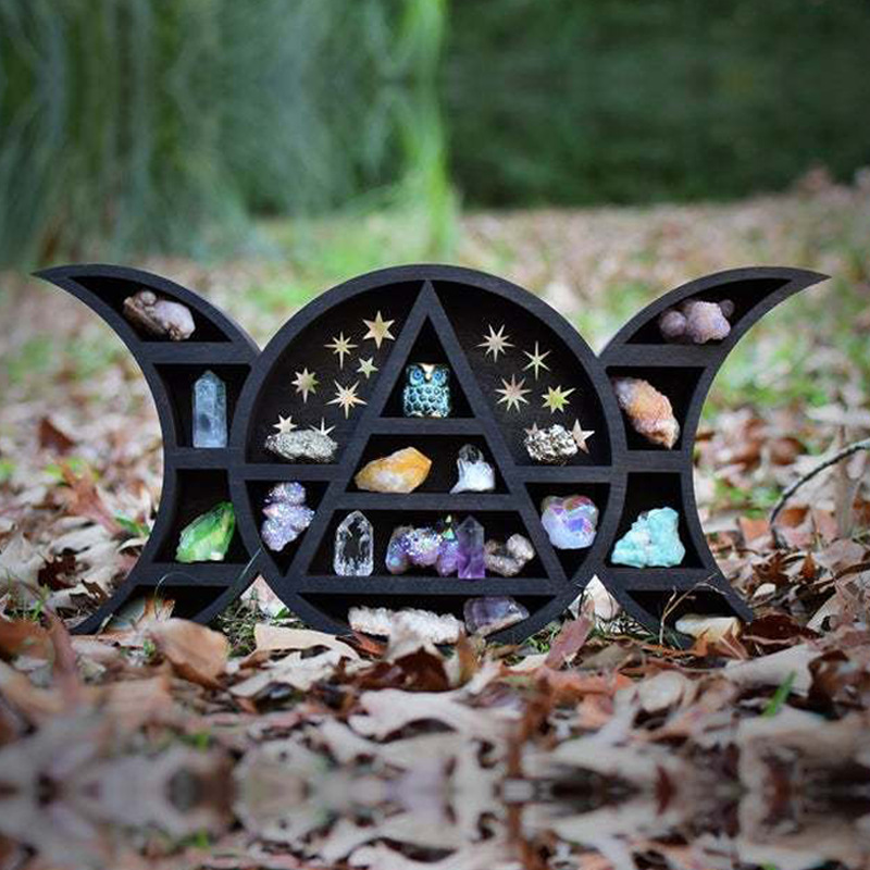 Katze im Mond Kristall Holzregal Mond Katze Kristall Holzrahmen - Bild 32 von 41