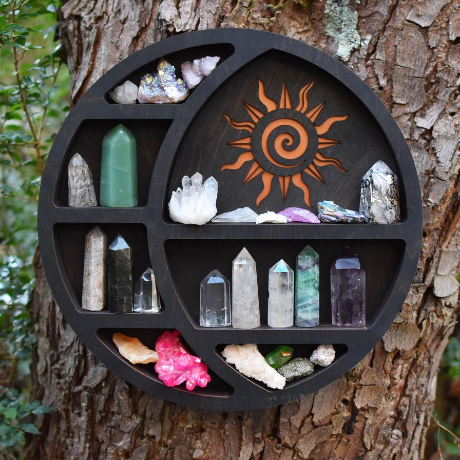 Katze im Mond Kristall Holzregal Mond Katze Kristall Holzrahmen - Bild 34 von 41