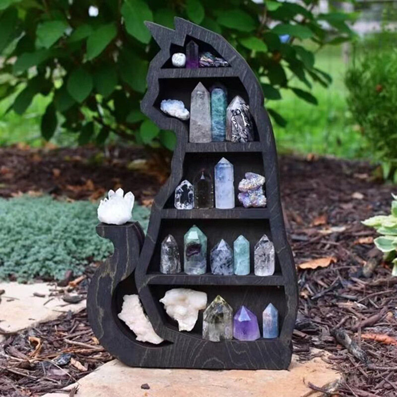 Katze im Mond Kristall Holzregal Mond Katze Kristall Holzrahmen - Bild 36 von 41