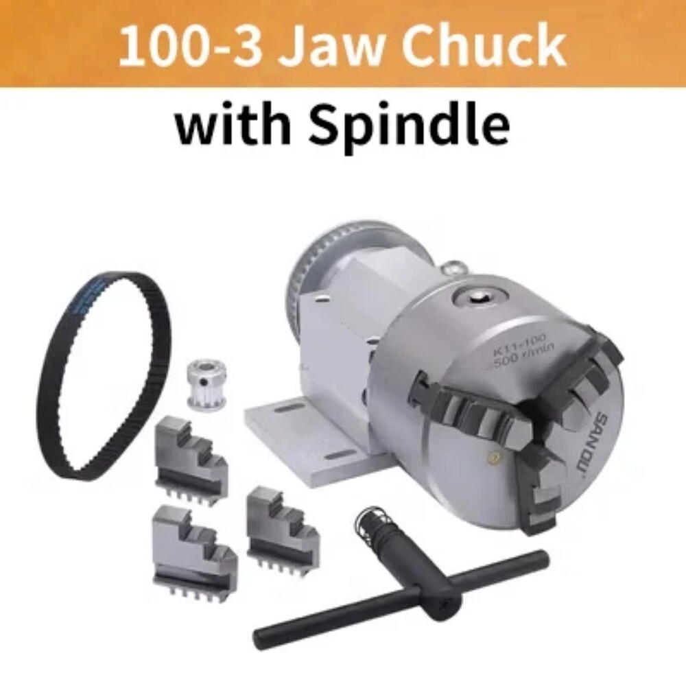 Miniature Lathe Chuck Spindle Assembly 80/100 Three Jaws/four Claws Clamp - Picture 20 of 21