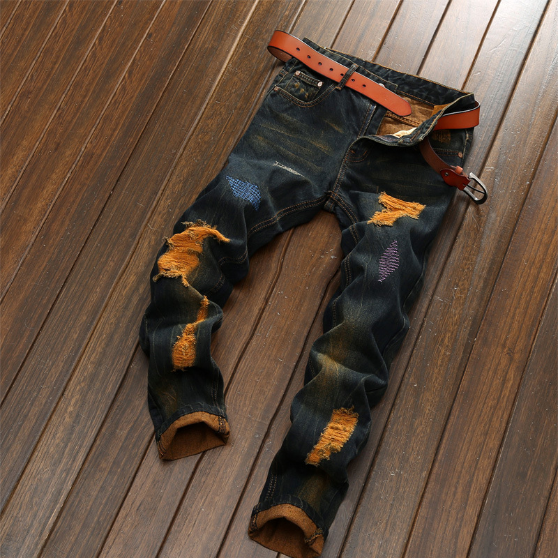Mens Ripped Distressed Skinny Jeans Denim Pants Casual Stretch Slim Fit Trousers - Picture 6 of 6