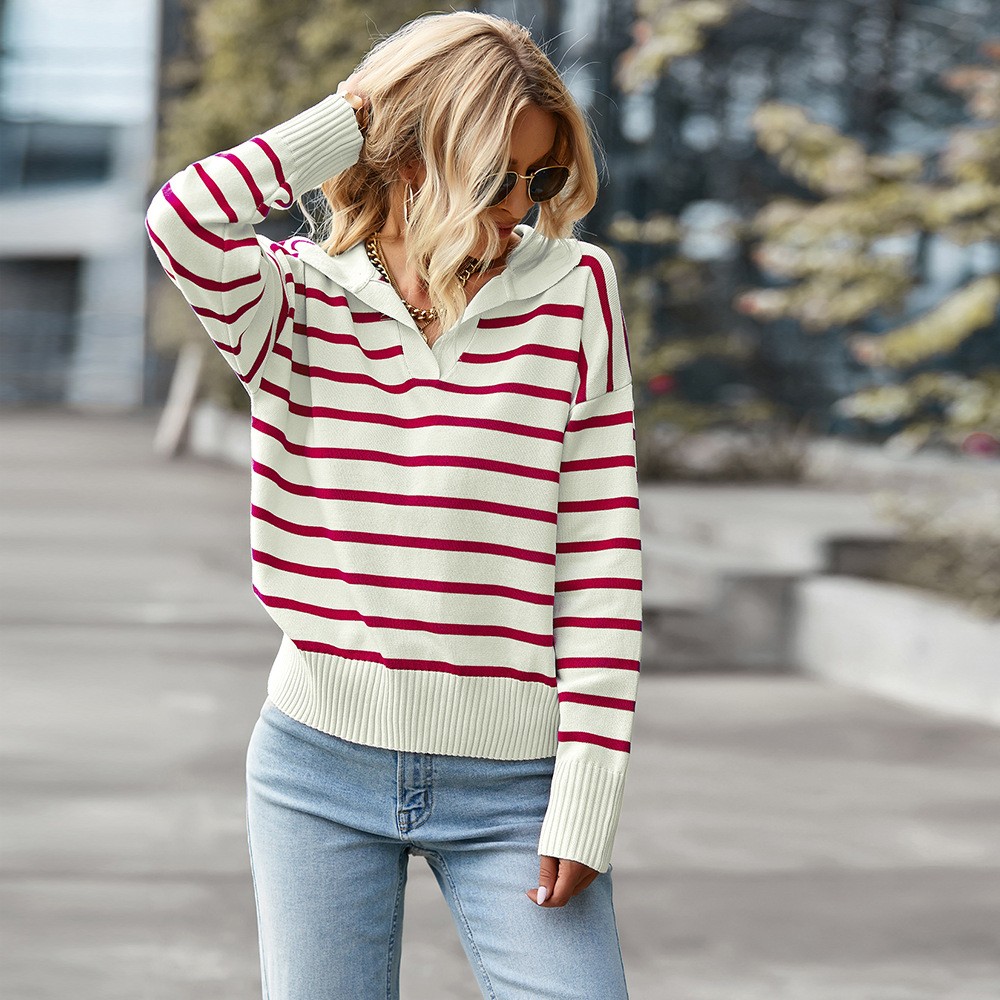 Mujer 2025 Mujer Jersey Rayas Contraste Top