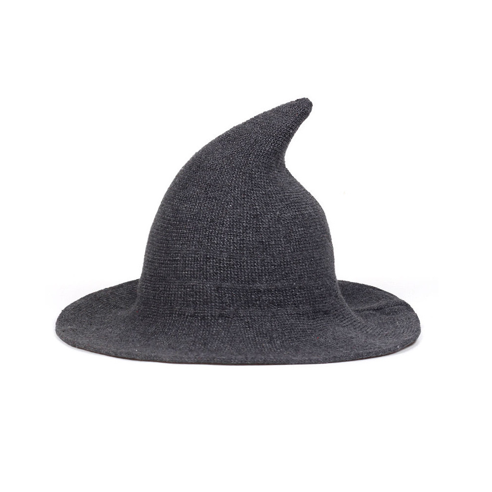 Womens Witch Hat Halloween Knitted Wool Wizard Hat Wide Brim  display picture 2
