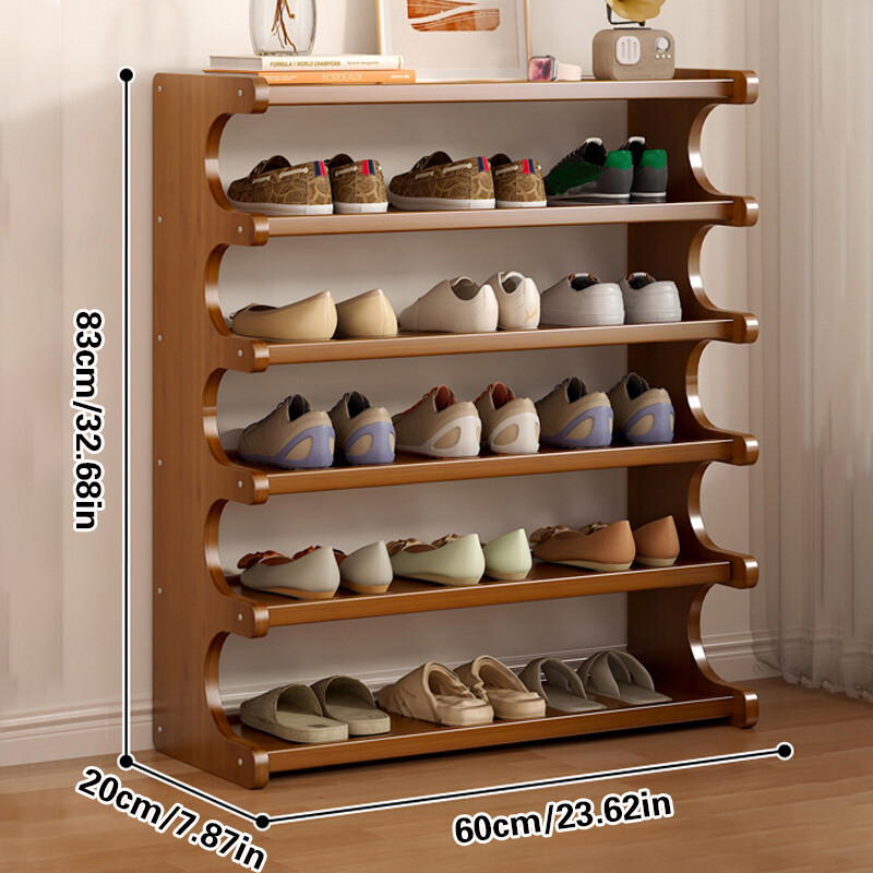 5/6 Tier Wooden Shoe Rack Storage Shelf Unit Cabinet Organiser Footwear Stand UK