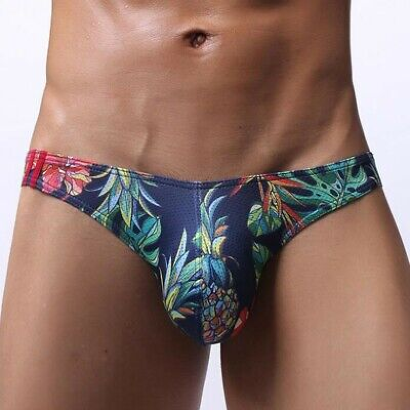 Costume da bagno uomo slip perizoma intimo sexy stampato vita bassa bikini mutande - Foto 5 di 8