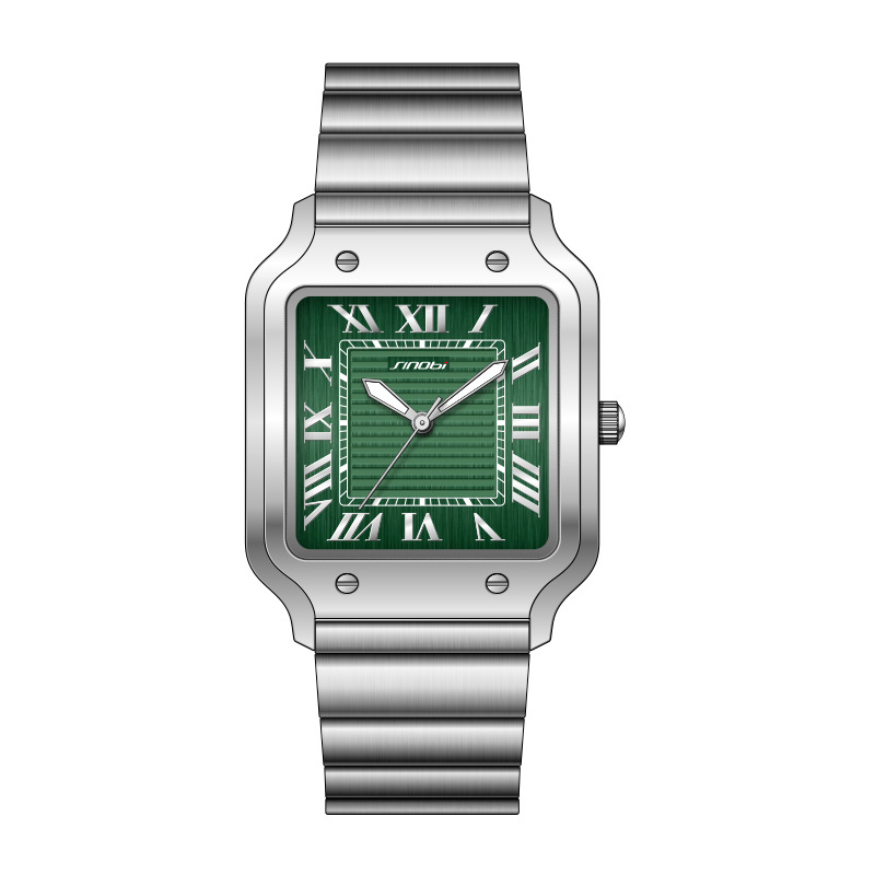 Men's Watch Men's Business Roman Square Watch Night Light Waterproof - Picture 24 of 25