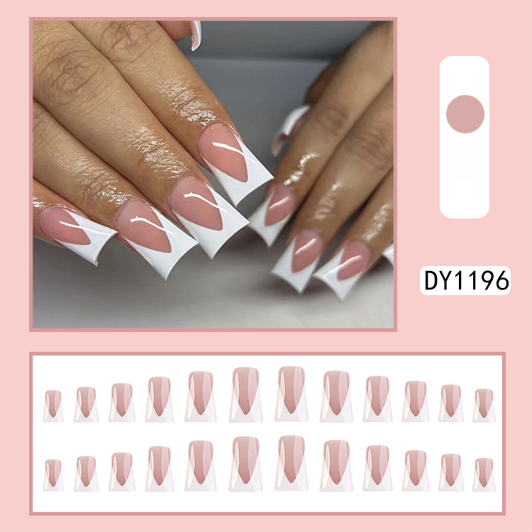 Durch Shape Press-On Fake Nail Classic White French Minimalist Manicure 24pcs
