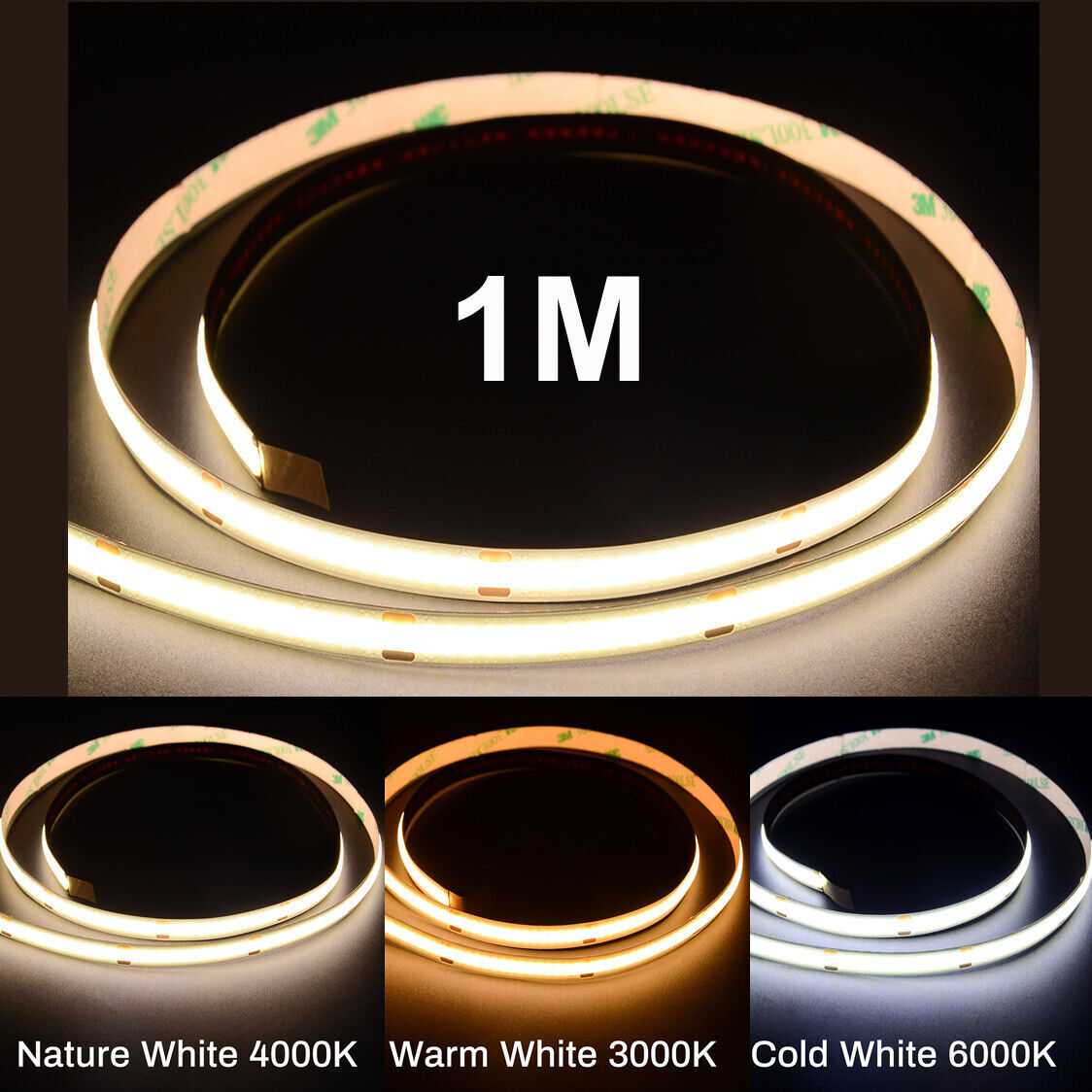 Cob Led Strip Lights 12V 1M-10M Flexible Tape Light For Room Bedroom Kitchen Car - Picture 18 of 23