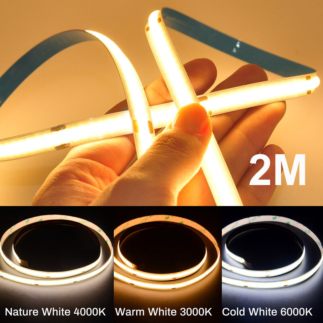Cob Led Strip Lights 12V 1M-10M Flexible Tape Light For Room Bedroom Kitchen Car - Picture 19 of 23