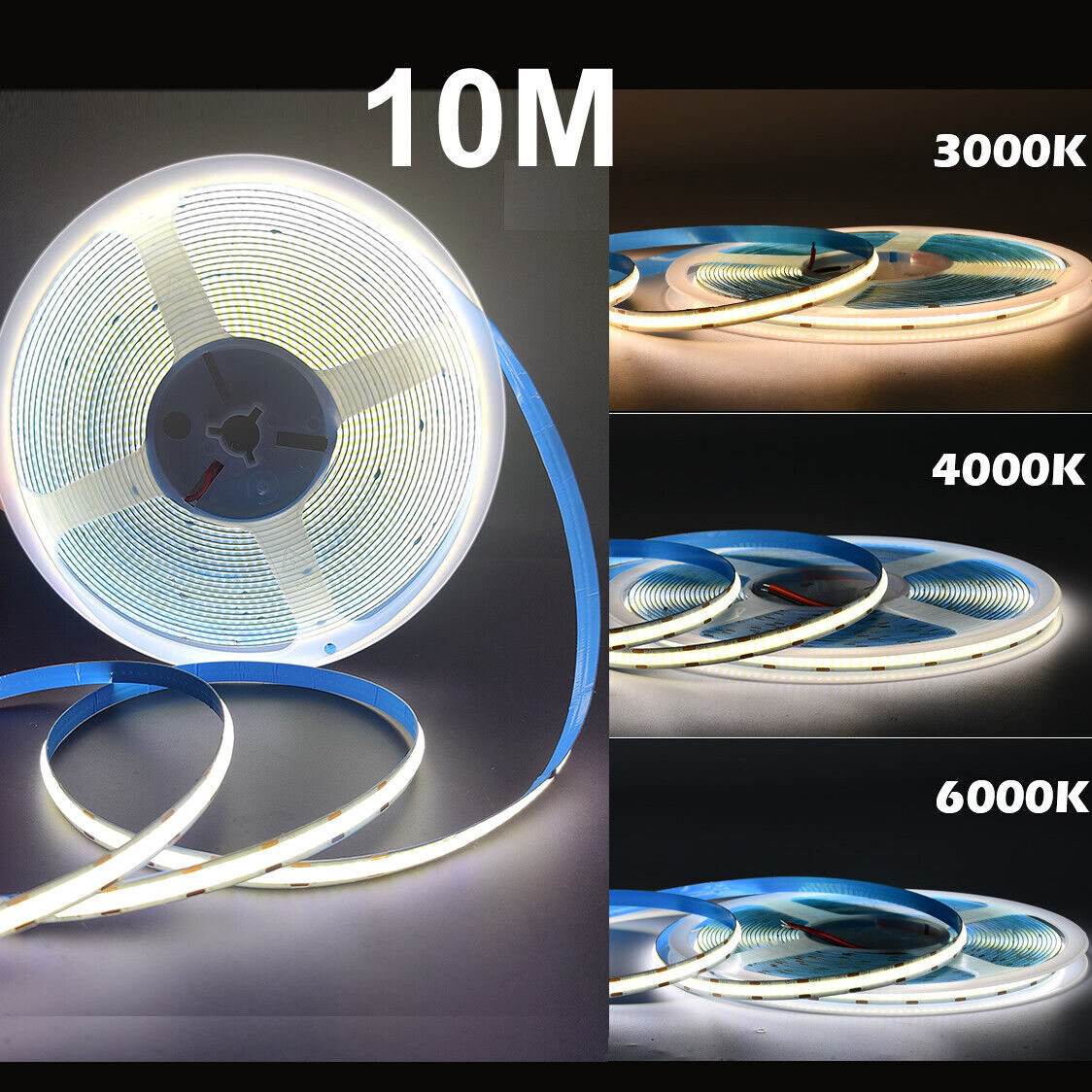 Cob Led Strip Lights 12V 1M-10M Flexible Tape Light For Room Bedroom Kitchen Car - Picture 23 of 23
