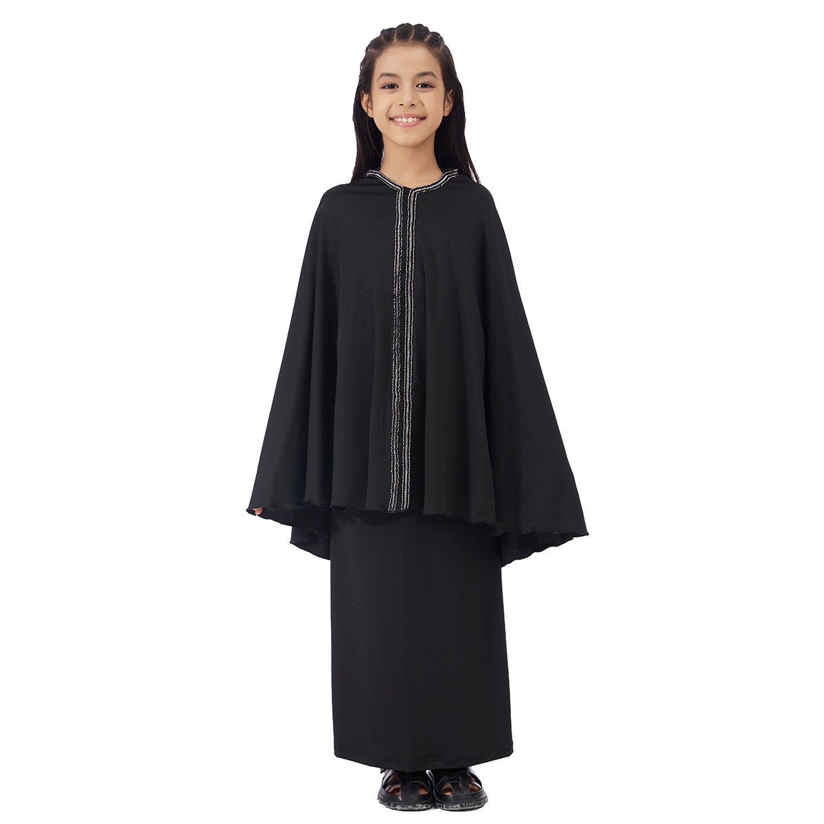 2Piece Set Kids Girls Long Dress Abaya Kaftan Prayer Maxi Robe Moedst Blouse Top
