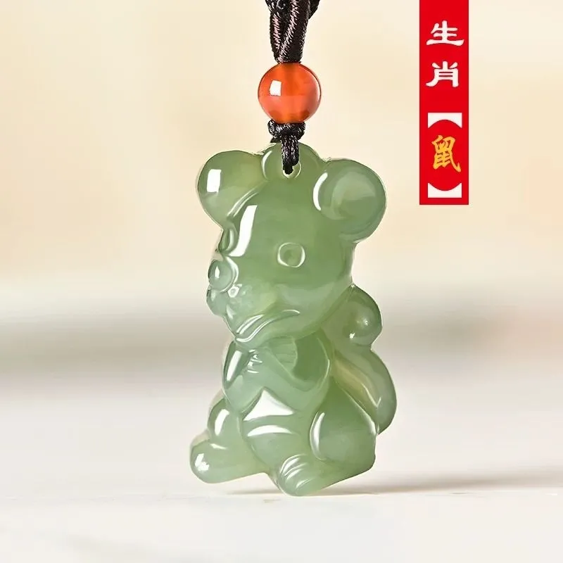 Natural Hetian Jade Twelve Zodiac Children's Pendant Jade Pendant Necklace - Picture 11 of 22