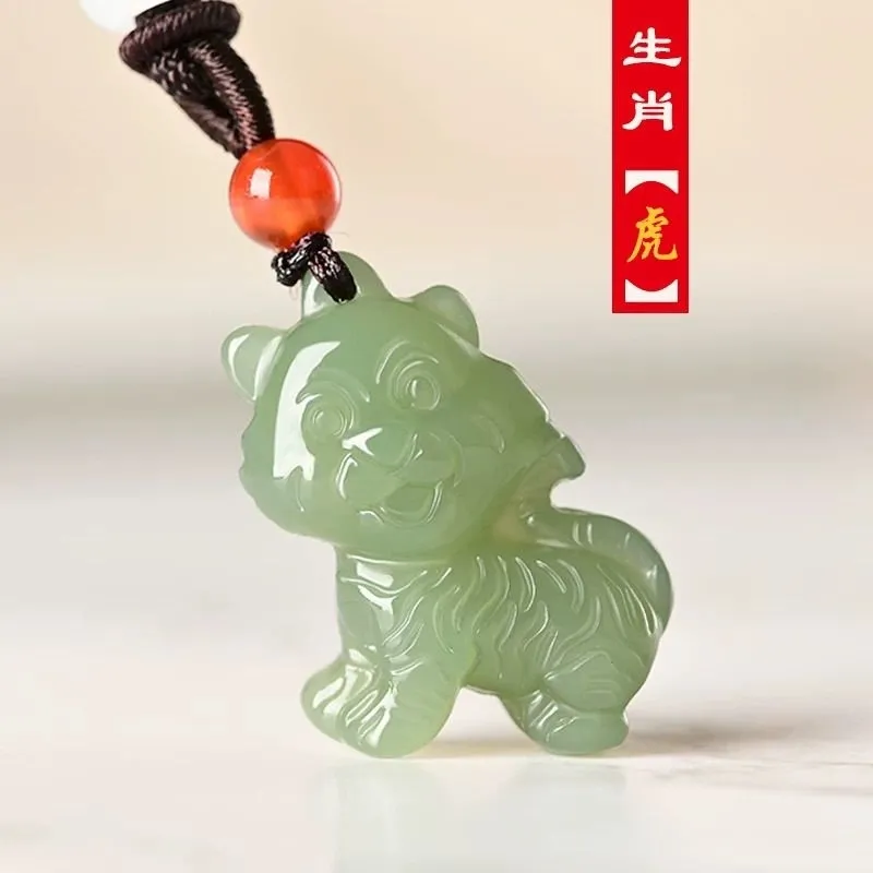 Natural Hetian Jade Twelve Zodiac Children's Pendant Jade Pendant Necklace - Picture 13 of 22