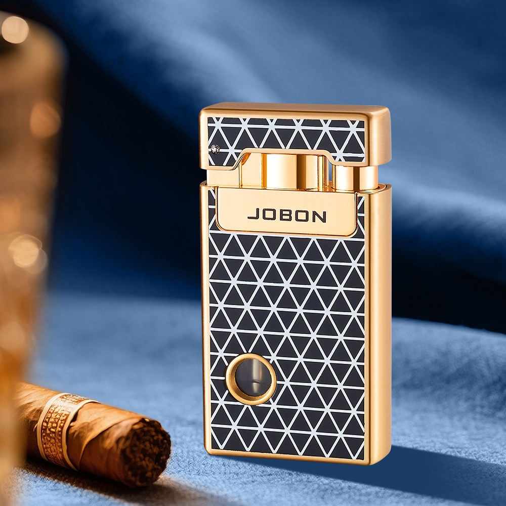 JOBON Dual Flame Lighter Transparent Tank Jet & Soft Flame Butane Lighter