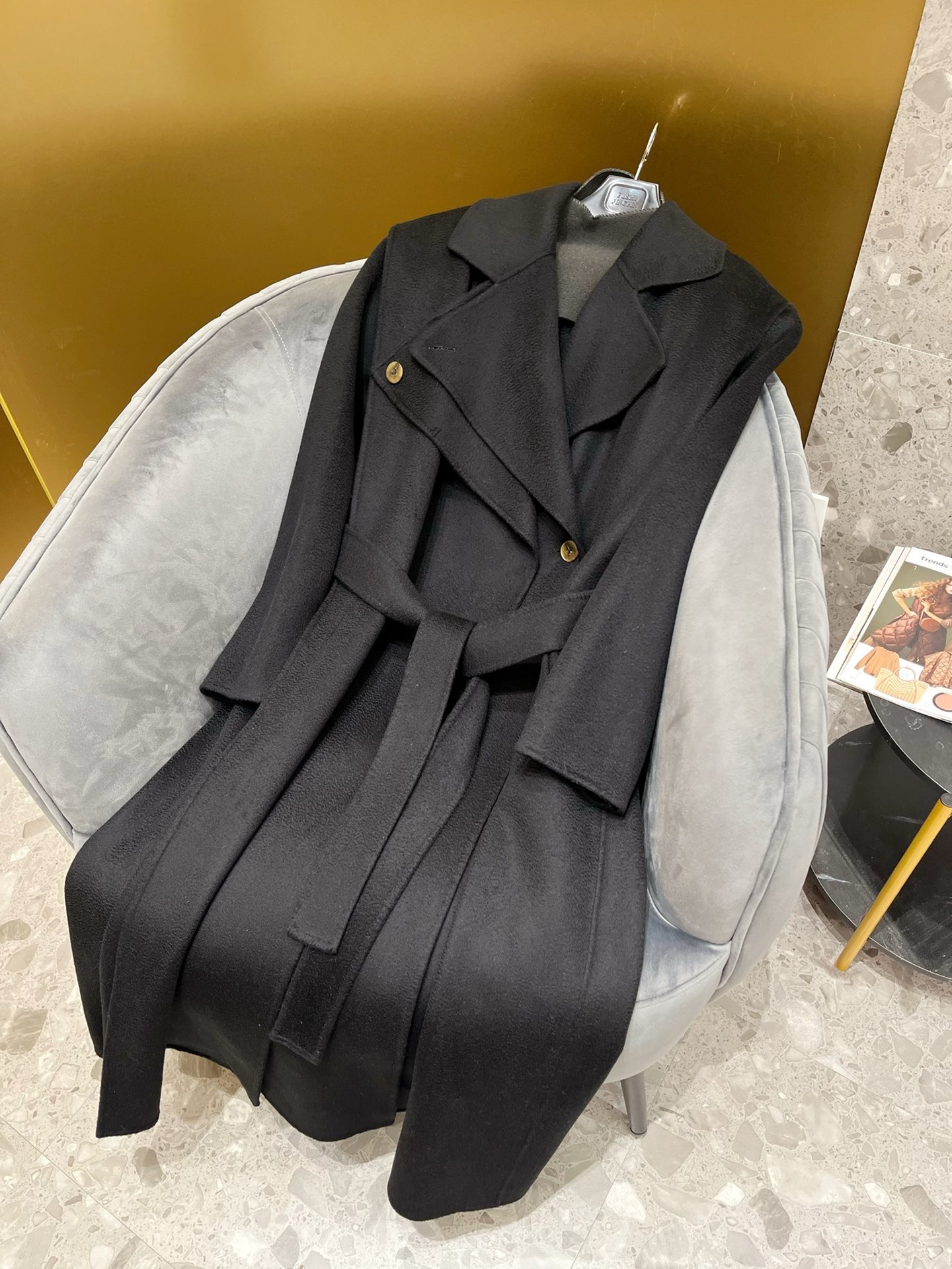 Colom Colombo fabric autumn and winter new scarf collar coat double-sided goat