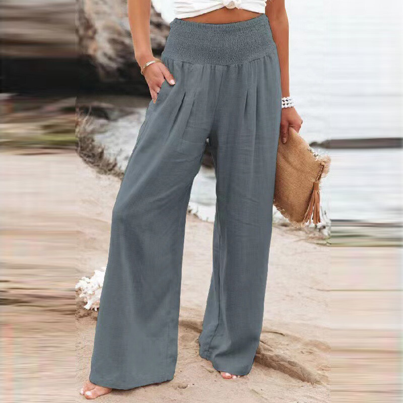 Women's Cotton Linen Pants Loose Yoga Sweatpants Pockets Wide Leg Gym Sweatpants - Picture 25 of 34