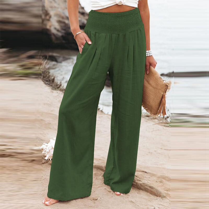 Women's Cotton Linen Pants Loose Yoga Sweatpants Pockets Wide Leg Gym Sweatpants - Picture 26 of 34