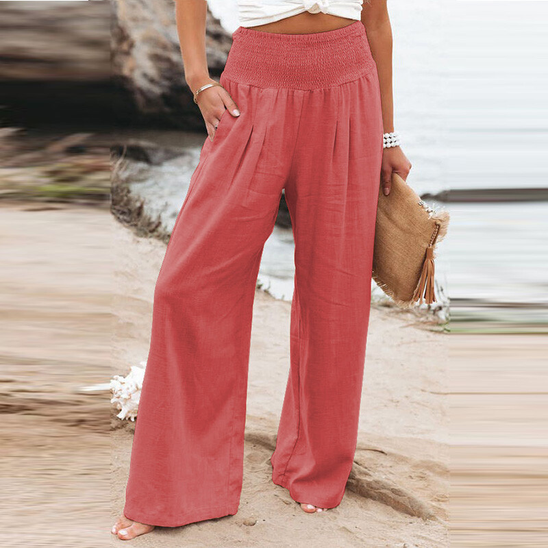 Women's Cotton Linen Pants Loose Yoga Sweatpants Pockets Wide Leg Gym Sweatpants - Picture 29 of 34